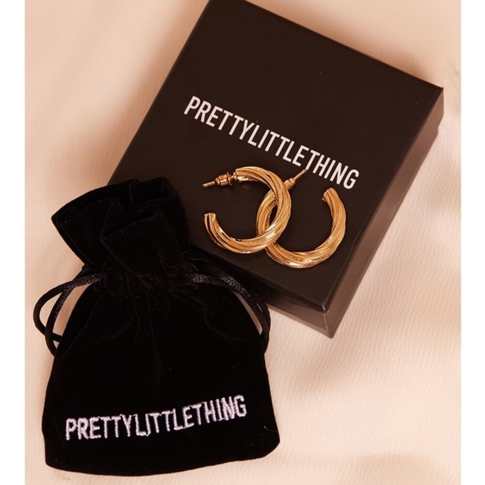 PrettyLittleThing-Gold Plated Twisted Hoop Earrings  NWT